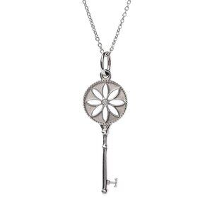 TIFFANY & CO | Sterling Silver Diamond Small Daisy Key Pendant Necklace
